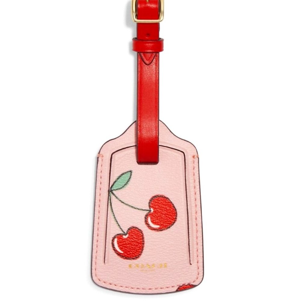 NWT COACH Luggage Tag With Heart Cherry Print - CF366